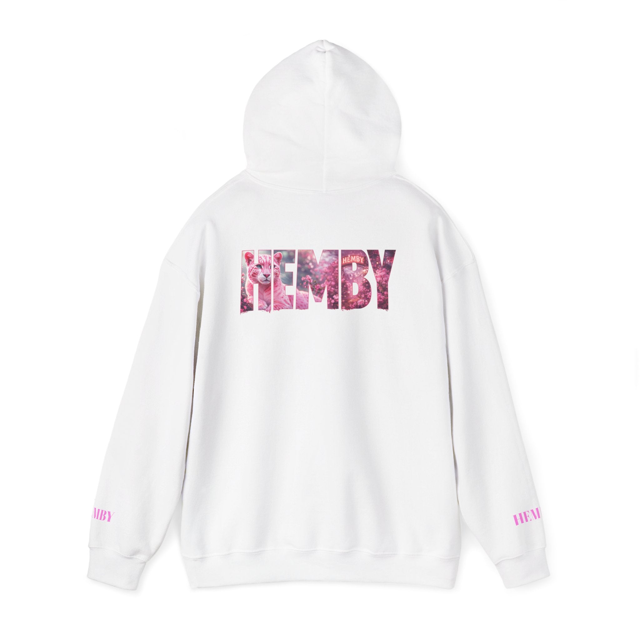 Pink Floral Cat Hoodie – 'HEMBY' Graphic Pullover