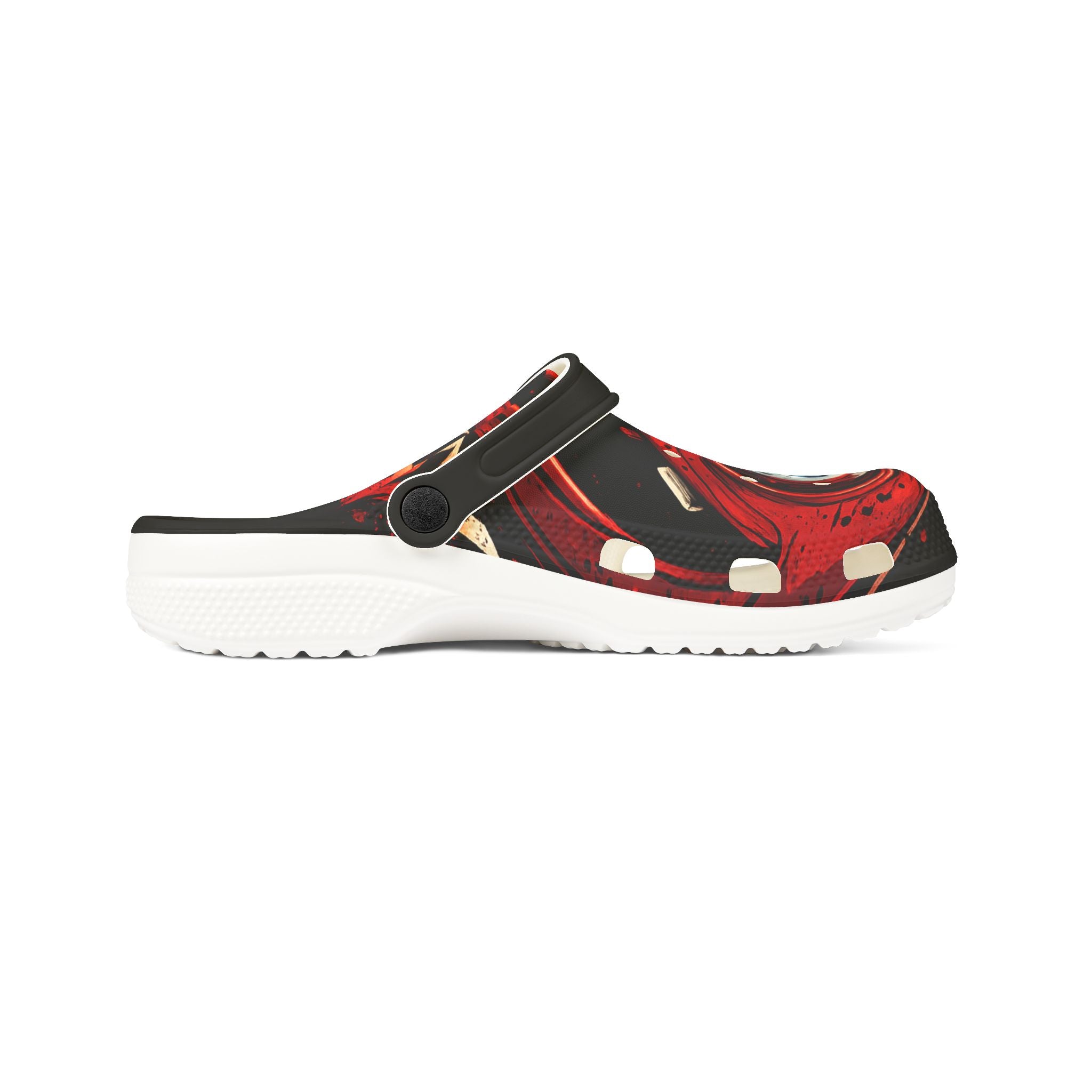Red Horror Mask EVA Clogs — Graphic Slip-On Sandals