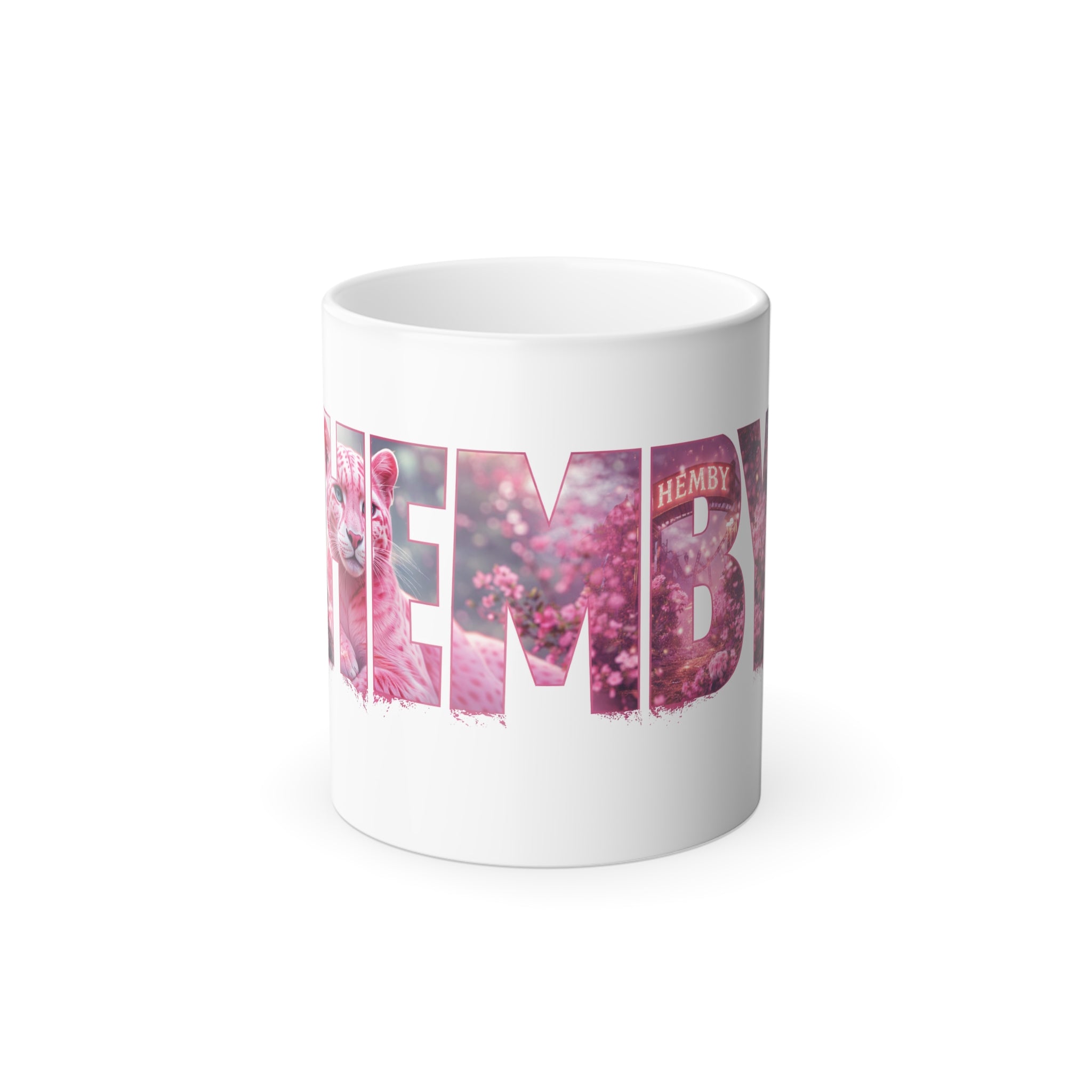 December Color-Changing Mug — Pink Winter Photo Typography, 11oz