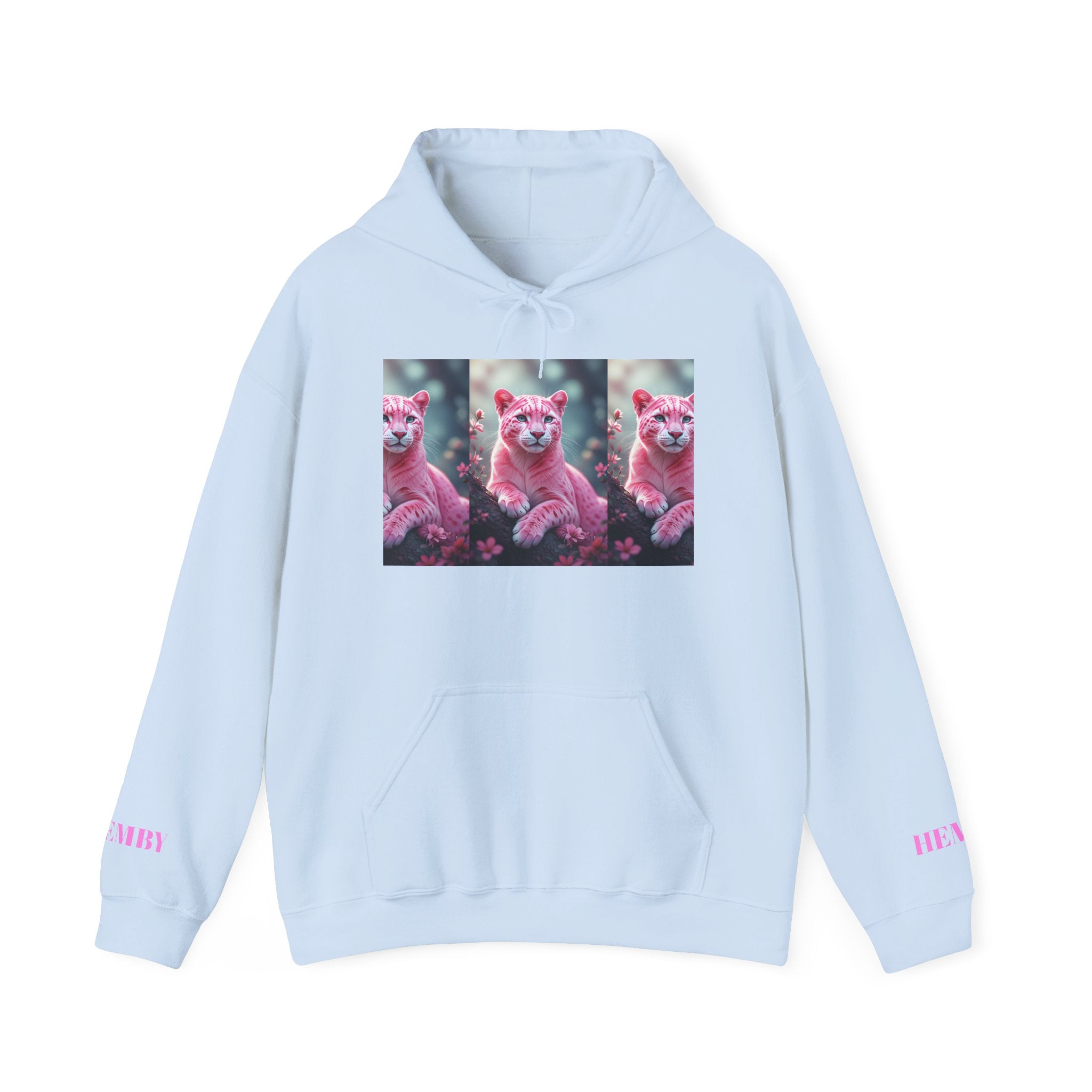 Pink Floral Cat Hoodie – 'HEMBY' Graphic Pullover