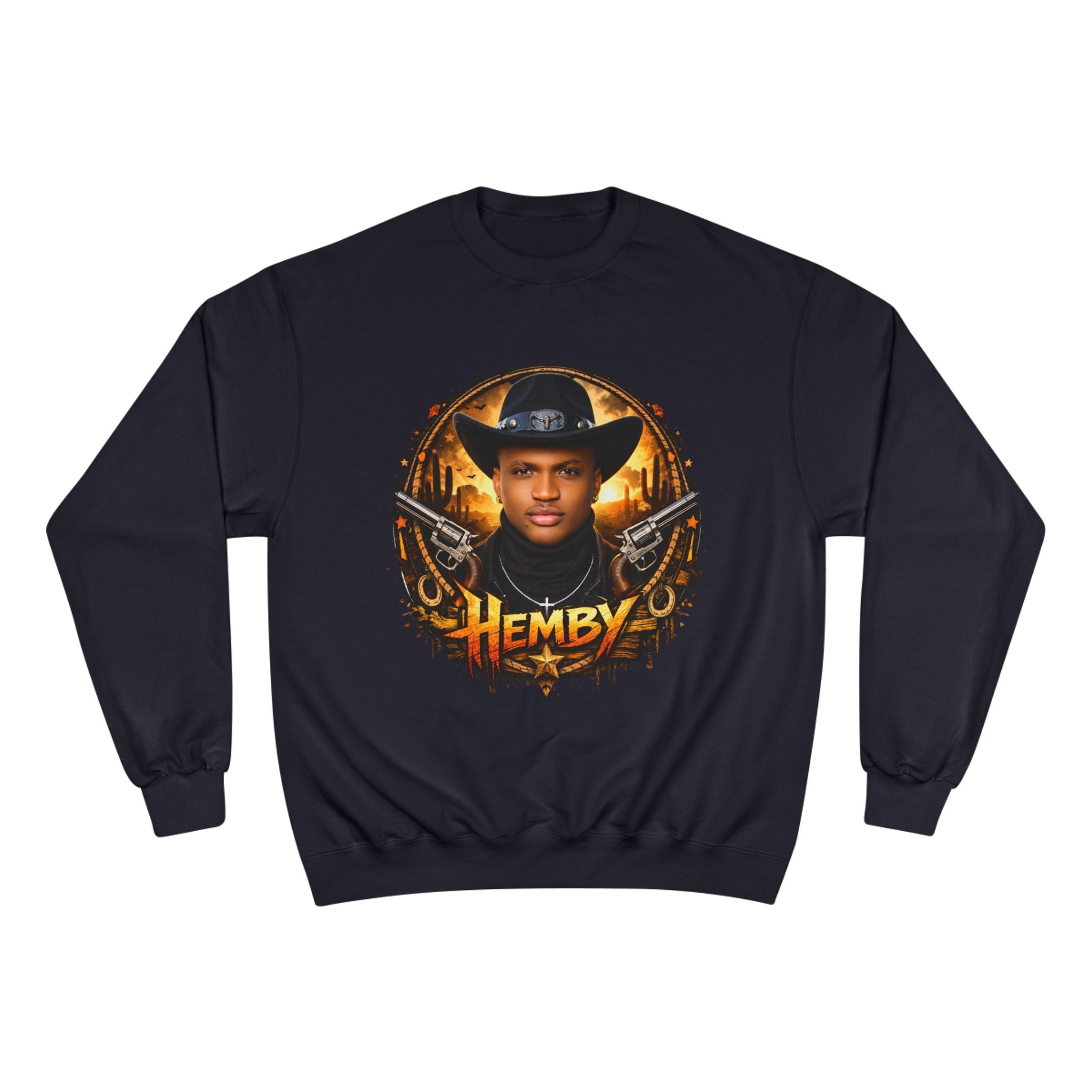 Graphic Sweatshirt — Vintage Western Portrait "Hemby" Design