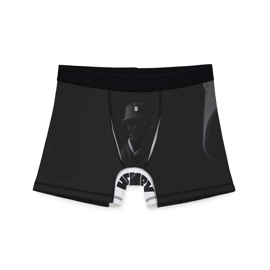 Black Graphic Boxer Briefs — Vintage Hip-Hop Photo Print