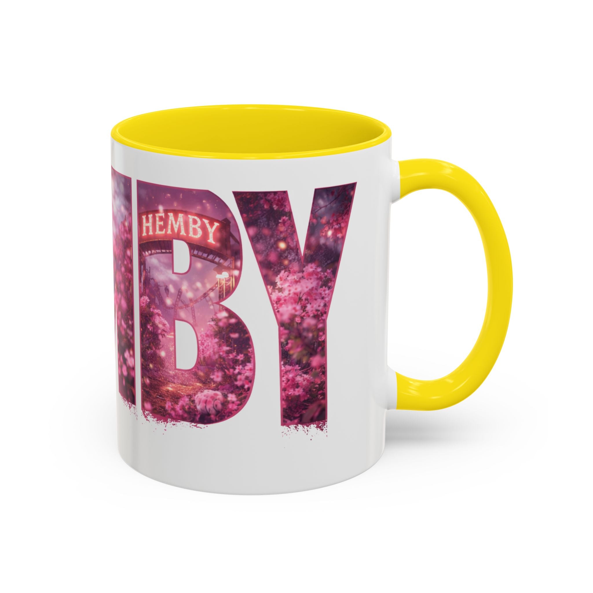 Accent Coffee Mug — 'Hemby' Floral Name Design (11/15oz)