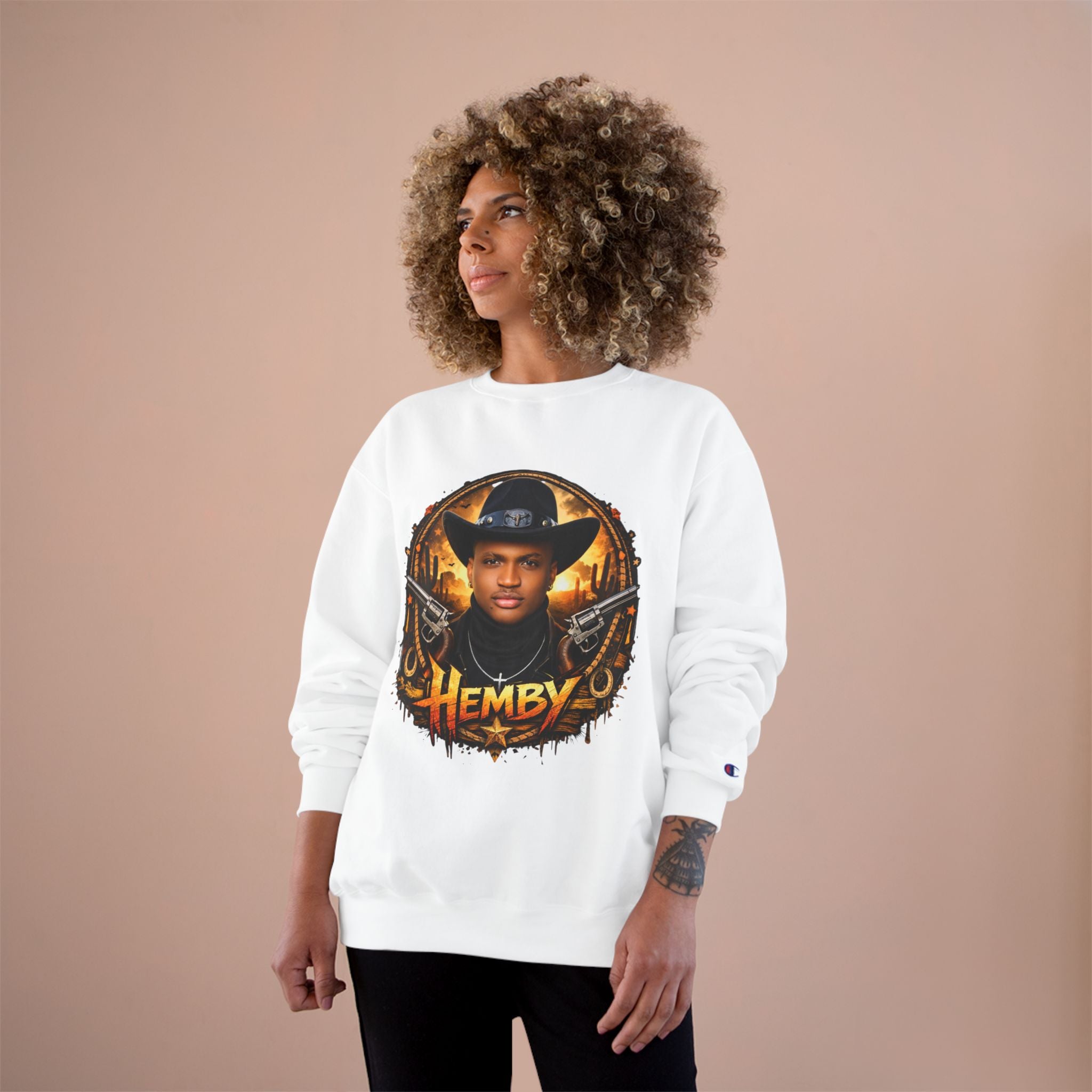 Graphic Sweatshirt — Vintage Western Portrait "Hemby" Design