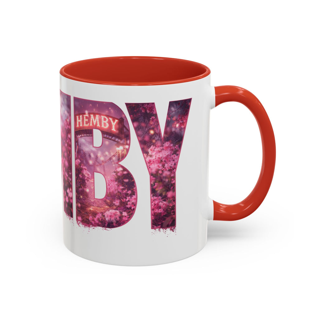 Accent Coffee Mug — 'Hemby' Floral Name Design (11/15oz)
