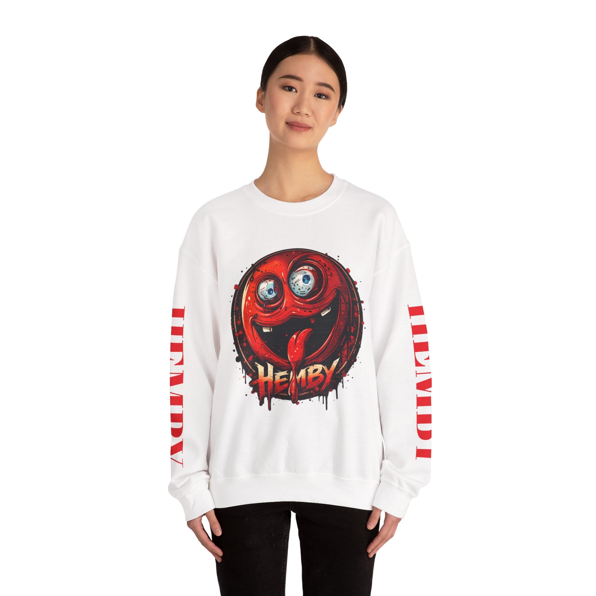 Smiling Red Ball Graphic Sweatshirt — 'HEMBY' Streetwear Crewneck