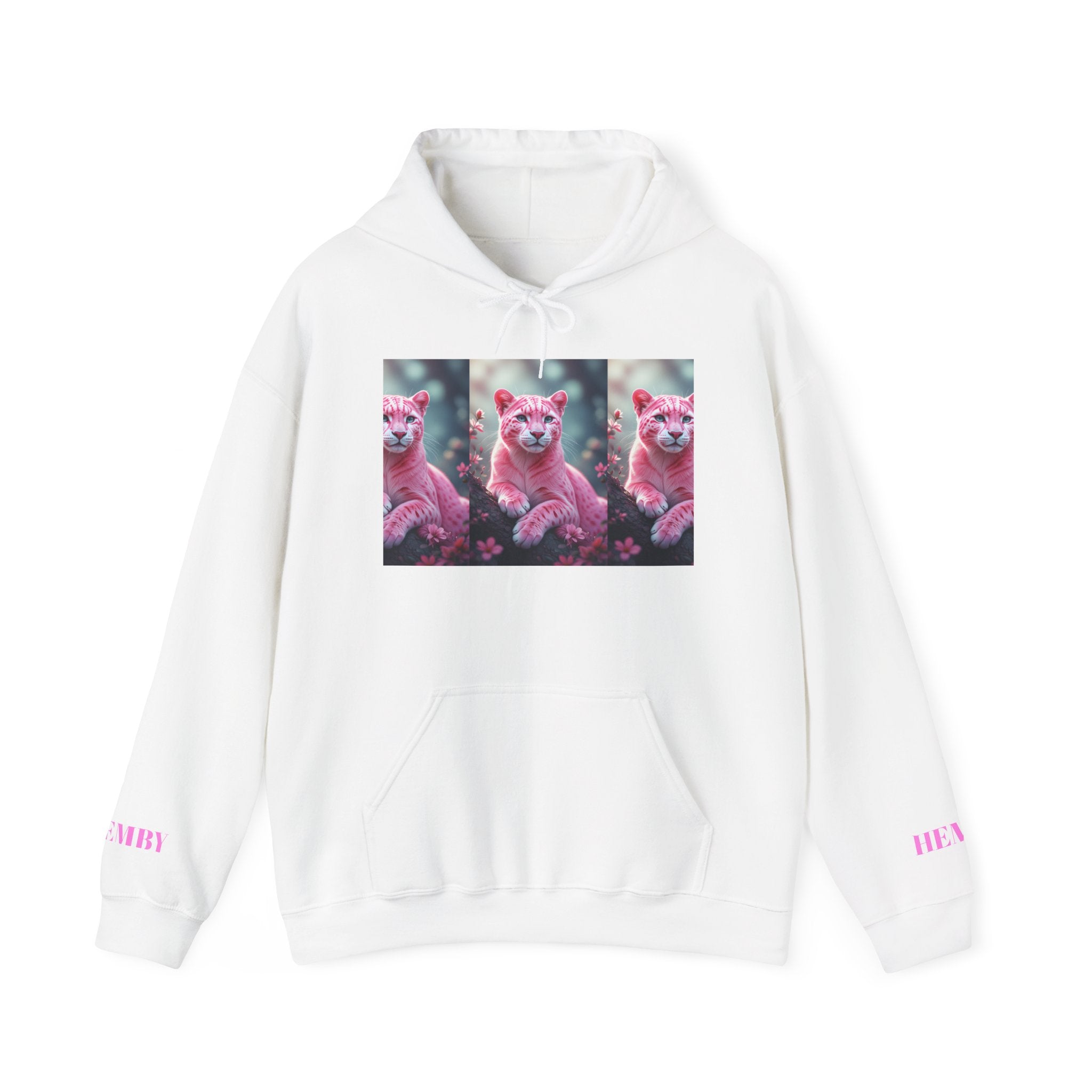 Pink Floral Cat Hoodie – 'HEMBY' Graphic Pullover