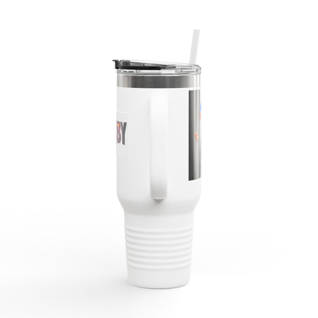 40oz Insulated Travel Mug — 'HEYBY' Bold Logo Stainless Steel Tumbler with Straw
