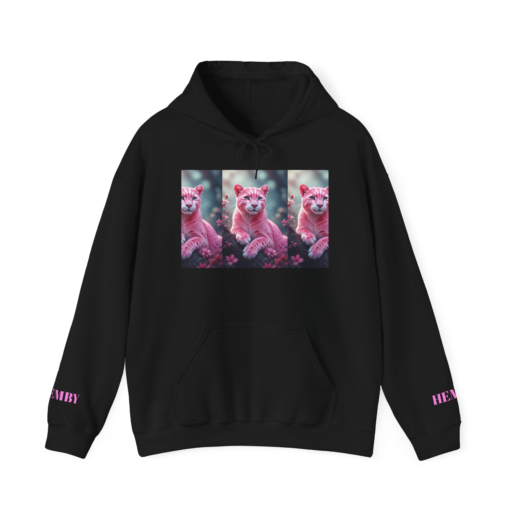 Pink Floral Cat Hoodie – 'HEMBY' Graphic Pullover