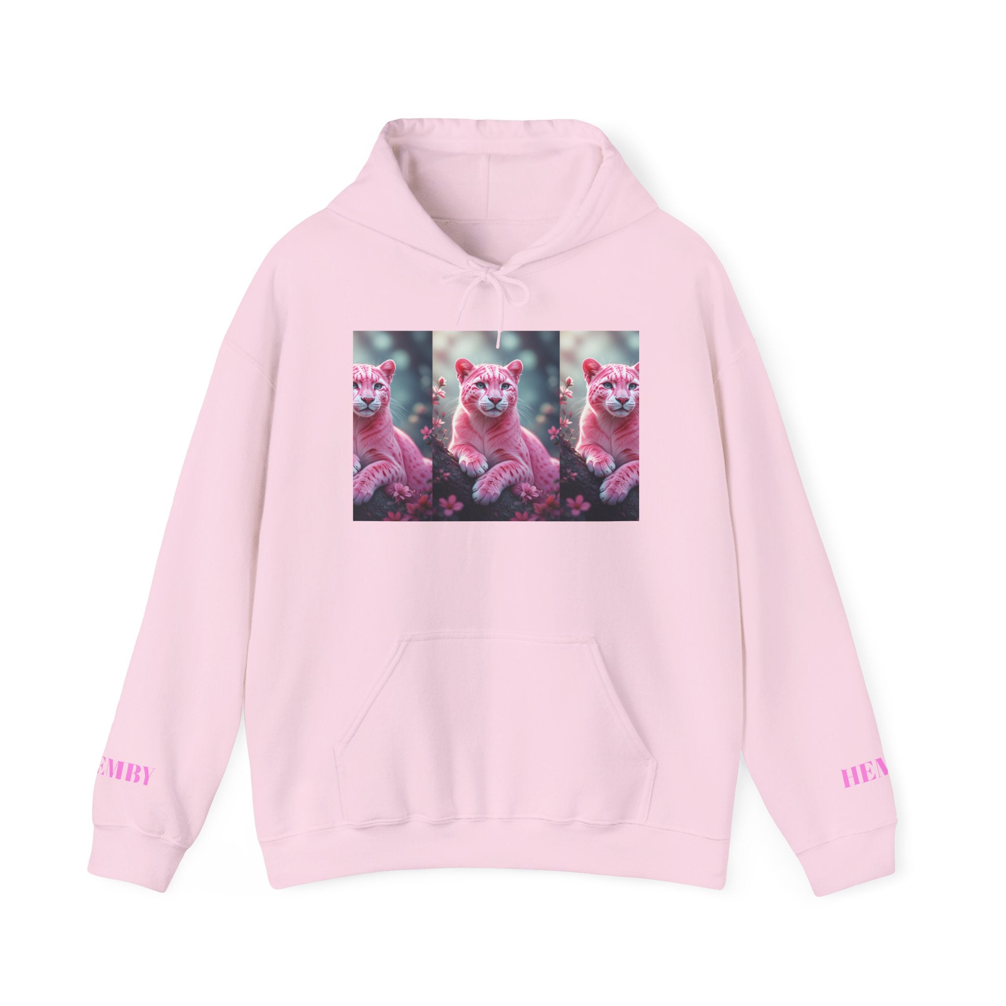 Pink Floral Cat Hoodie – 'HEMBY' Graphic Pullover