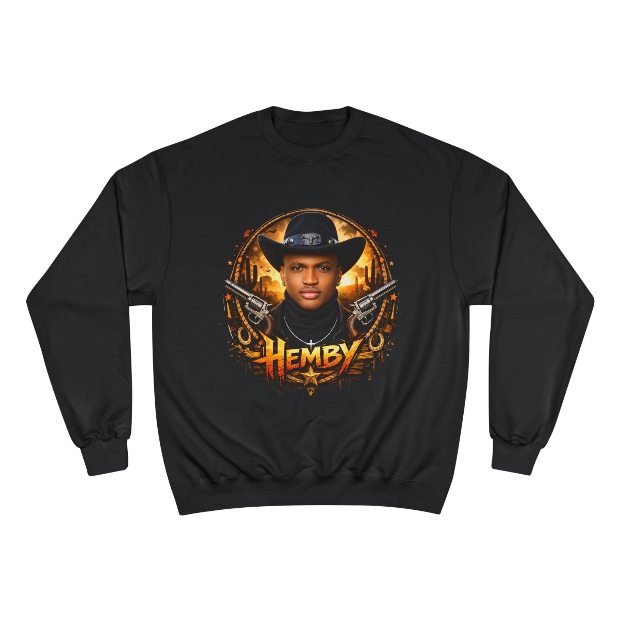 Graphic Sweatshirt — Vintage Western Portrait "Hemby" Design
