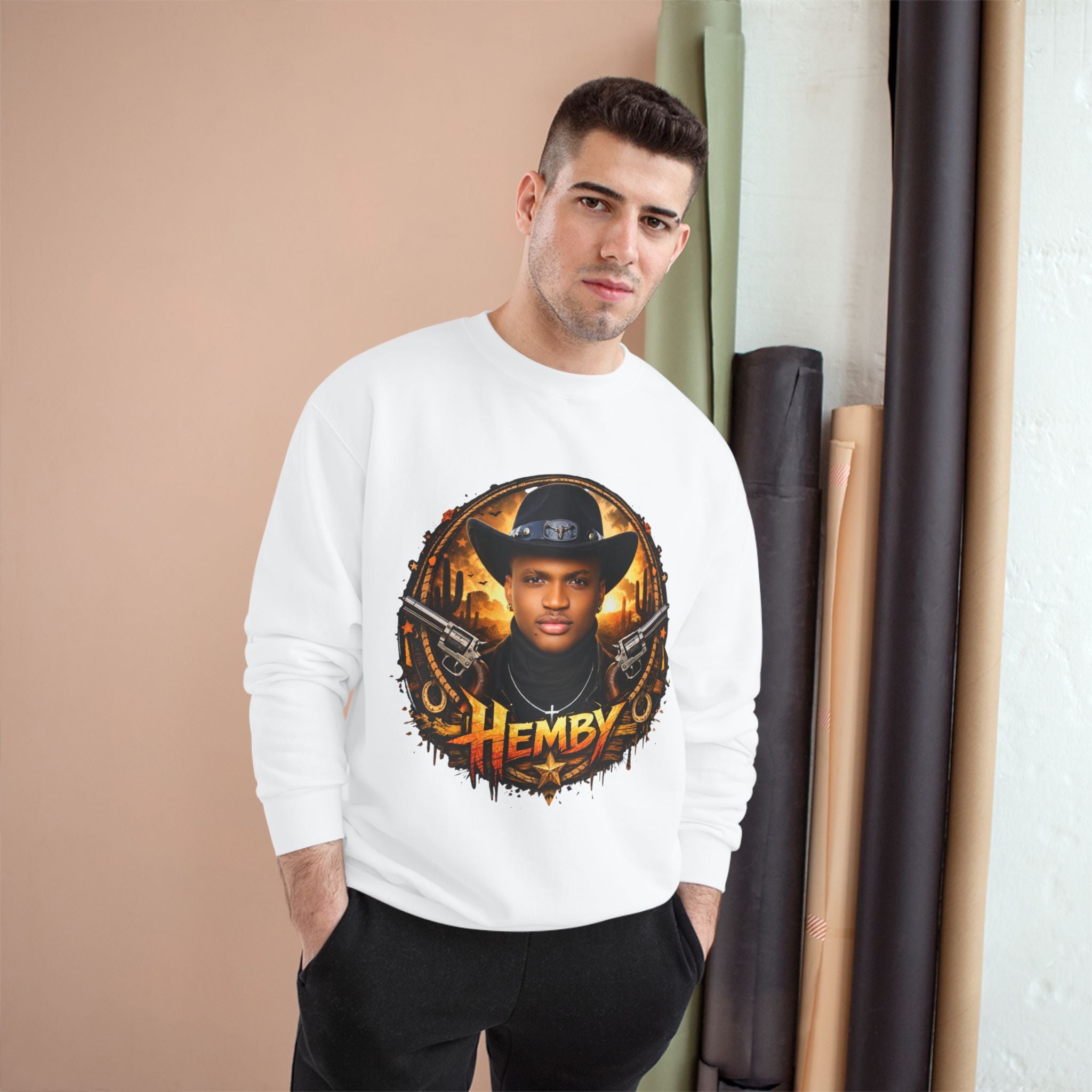 Graphic Sweatshirt — Vintage Western Portrait "Hemby" Design