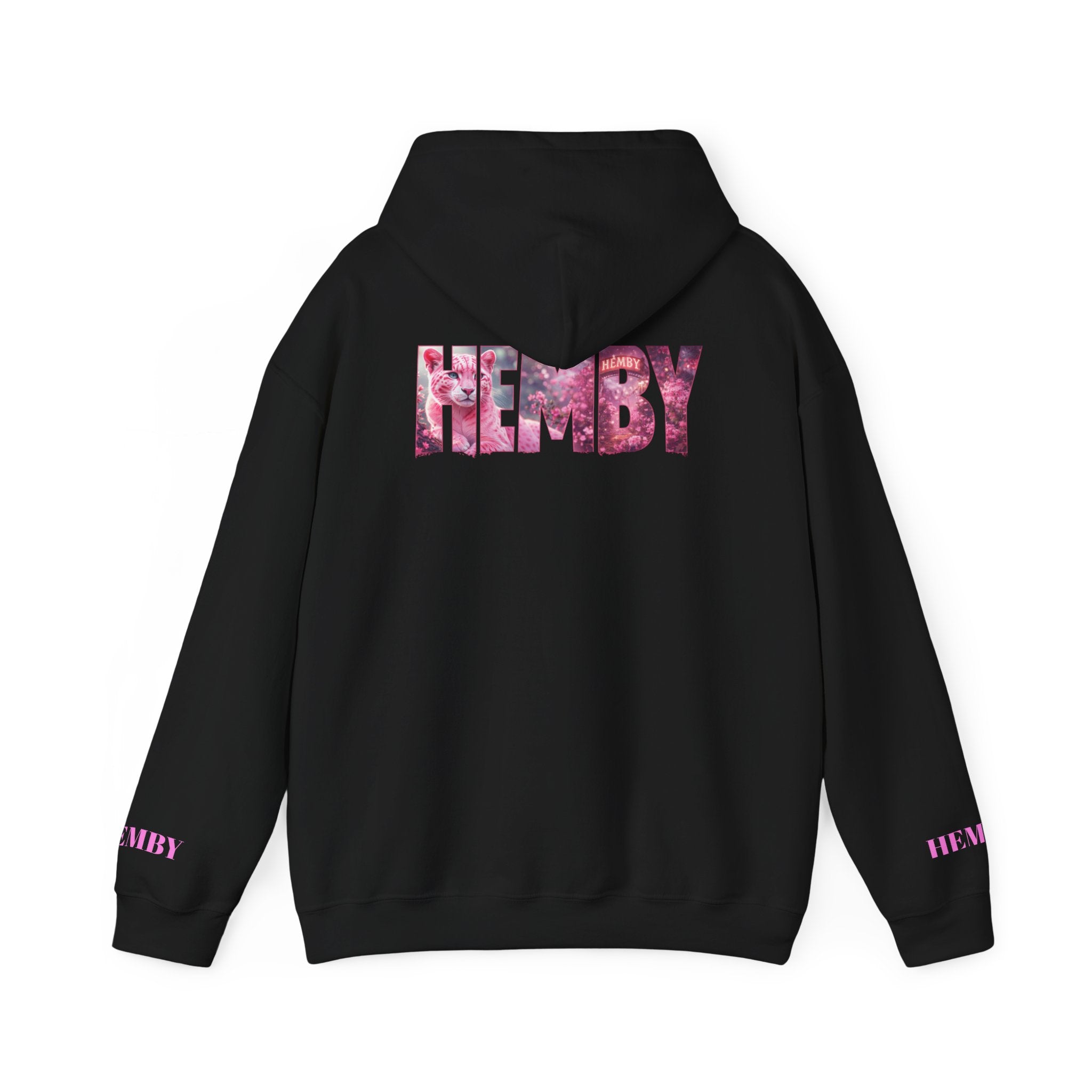 Pink Floral Cat Hoodie – 'HEMBY' Graphic Pullover